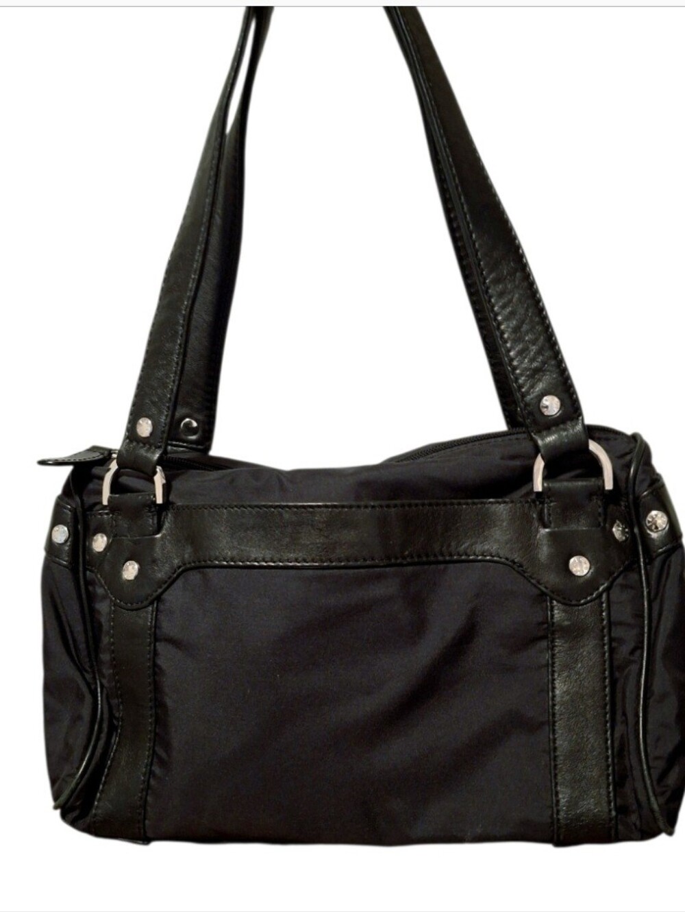 ECHO Black Silk & Leather Y2K Satchel